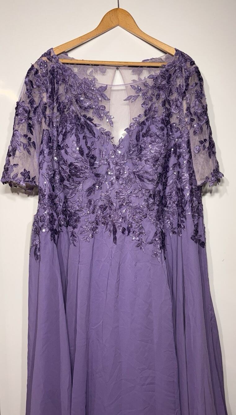 Plus Size JJ’s House A-line Scoop Chiffon Appliques Sequins Women’s Size 24w